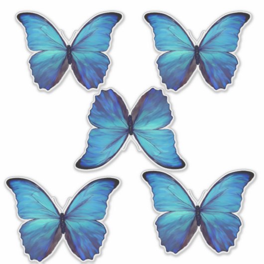 Custom gesneden vinyl Stickers - 5 blauw Morpho Bu (Voorkant)