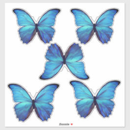 Custom gesneden vinyl Stickers - 5 blauw Morpho Bu