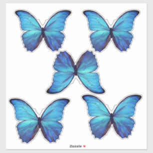 Custom gesneden vinyl Stickers - 5 blauw Morpho Bu