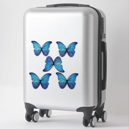 Custom gesneden vinyl Stickers - 5 blauw Morpho Bu (Koffer)