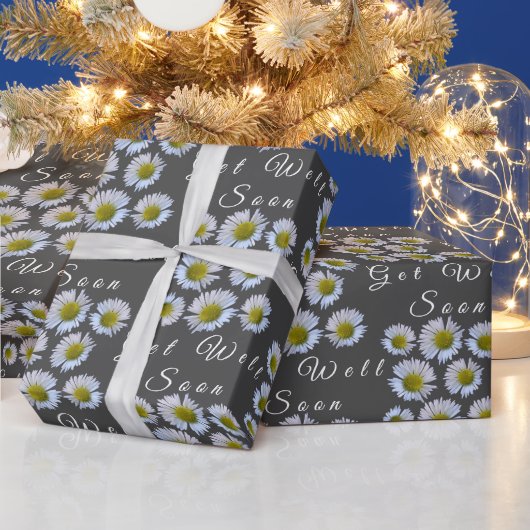 Custom Get Well Binnenkort Daisy Ray Florets op gr Cadeaupapier (Feestdagen)