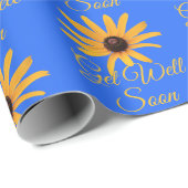 Custom Get Well Soon, gele bloemen op Royal Blue Cadeaupapier (Rol Hoek)