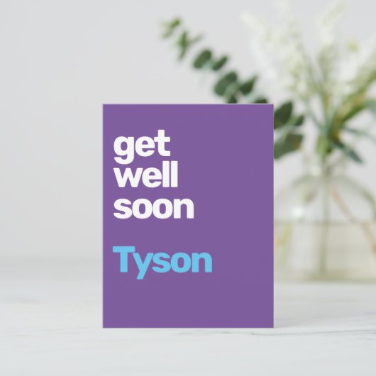 CUSTOM get well soon minimum paarse moderne KAART (Staand voorkant)