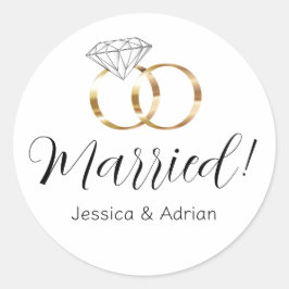 Custom Getrouwd Witte Diamanten Trouwringen Ronde Sticker