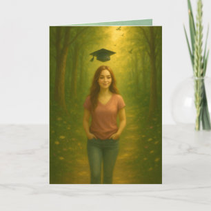 Custom Gevouwen Afstuderen Kaart Vrouw w/Brown Hai
