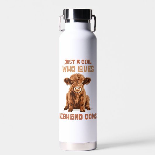 Custom Gewoon een meisje dat houdt van Highland Ko Waterfles (Voorkant)