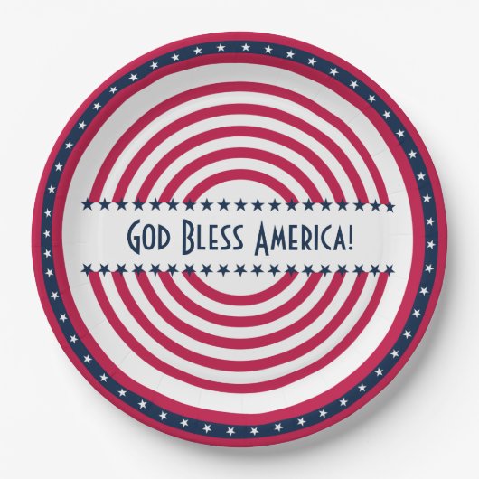 Custom Gezegde God Bless America Stars n Stripes Papieren Bordje (Voorkant)