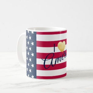 Custom Gezegde I Love America Stars Stripes Heart Koffiemok