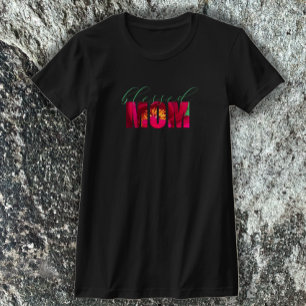 Custom Gezegende Moeder Roze Bloemen Christelijke  T-shirt