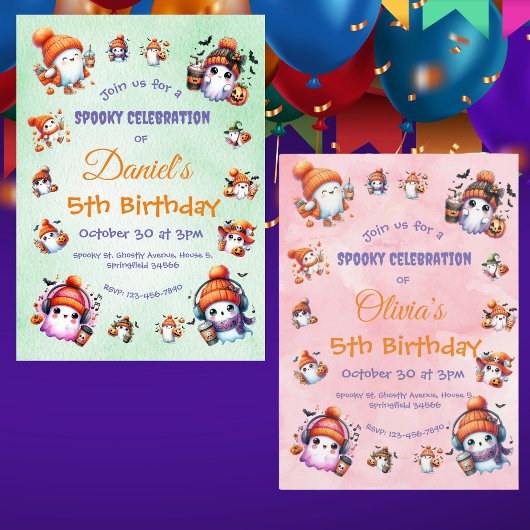 Custom Ghost Theme Kids Verjaardagsfeest Kaart