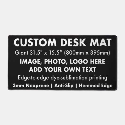 Custom Giant 31,5" Desk Mat Protector Pad - Zwart (Voorkant)