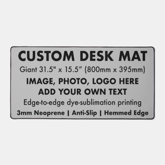 Custom Giant Kantoor Desk Mat - Magnesium Grey (Voorkant)