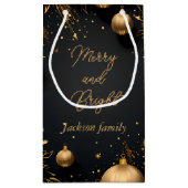 Custom Gift Bag met Christmas Lux Zwart & Goud Klein Cadeauzakje (Achterkant)