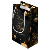 Custom Gift Bag met Christmas Lux Zwart & Goud Klein Cadeauzakje (Achterkant Gekanteld)