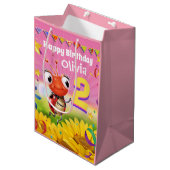 Custom Gift Bag voor de 2e verjaardag van het meis Medium Cadeauzakje (Voorkant Gekanteld)