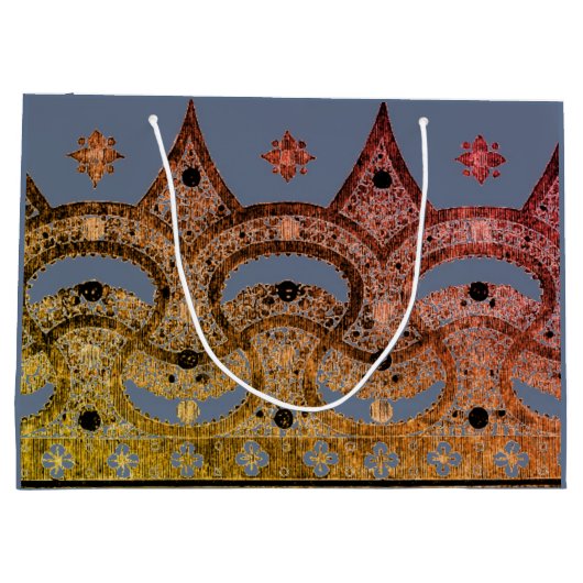 CUSTOM GIFT BAG WITH CHINESE PATTERN BLUE AND GOLD GROOT CADEAUZAKJE (Achterkant)