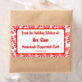 Custom Gift Red White Holiday Peppermint Pattern Etiket (Insitu)