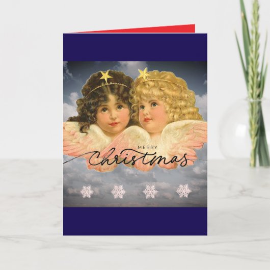 CUSTOM GIFT TAS VOOR KERSTMIS TWIN ANGELS  KAART (Voorkant)