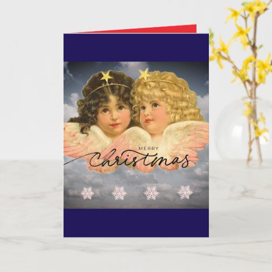 CUSTOM GIFT TAS VOOR KERSTMIS TWIN ANGELS  KAART (Gele Bloem)