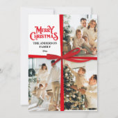Custom Gift Wrapped Familie Fotocollage Kerstmis Feestdagenkaart (Voorkant)