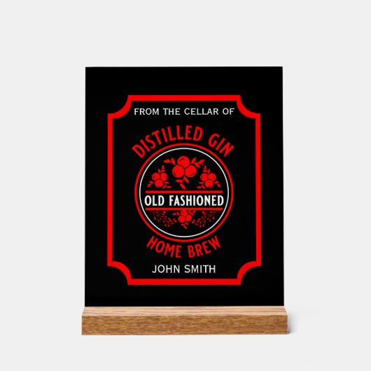 Custom Gin Bottle Acryl Bord (Voorkant)