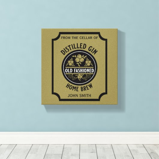 Custom Gin Bottle Canvas Afdruk (Insitu (Houten vloer))