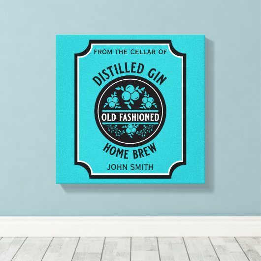 Custom Gin Bottle Canvas Afdruk (Insitu (Houten vloer))