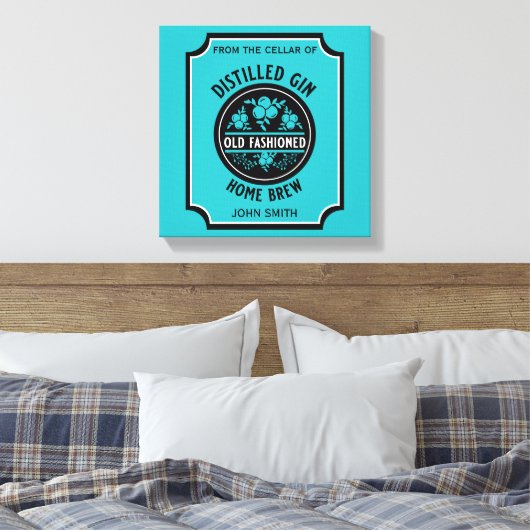 Custom Gin Bottle Canvas Afdruk (Insitu (Slaapkamer))