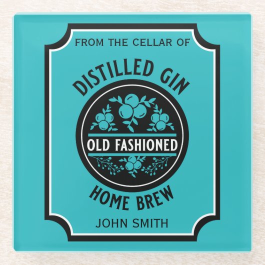 Custom Gin Bottle Glazen Onderzetter (Voorkant)
