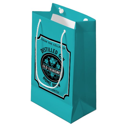 Custom Gin Bottle Klein Cadeauzakje (Voorkant Gekanteld)