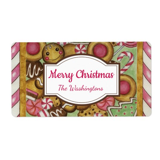 Custom Gingerbread Cookie Christmas Gift Labels (Voorkant)