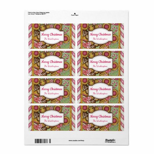 Custom Gingerbread Cookie Christmas Gift Labels (Full Sheet)