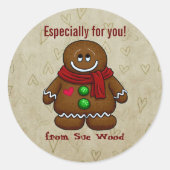 Custom Gingerbread Gift Label Stickers (Voorkant)