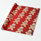 Custom Gingerbread Mannen Gezicht Foto Kerstmis Cadeaupapier (Uitgerold)