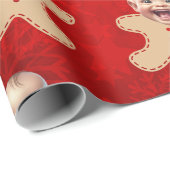 Custom Gingerbread Mannen Gezicht Foto Kerstmis Cadeaupapier (Rol Hoek)