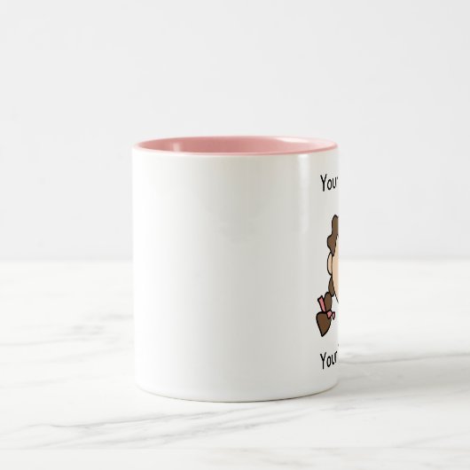 Custom Girl Brown Braids Mok - (Center)