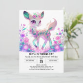 Custom Girl Deer Digitale Verjaardag Kaart (Staand voorkant)