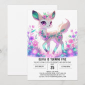 Custom Girl Deer Digitale Verjaardag Kaart (Voorkant / Achterkant)