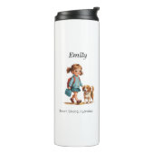 Custom Girl & Dog Thermal Tumbler Thermosbeker (Gedraaid links)