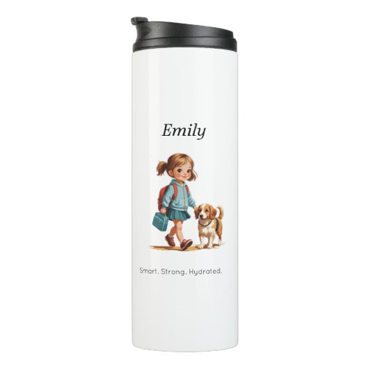 Custom Girl & Dog Thermal Tumbler Thermosbeker (Geroteerd rechts)