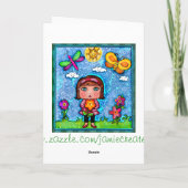 Custom Girl & Flower Art Birthday Greeting Card Kaart (Achterkant)
