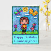 Custom Girl & Flower Art Birthday Greeting Card Kaart (Gele Bloem)