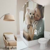 Custom Girl Love Dog Paw Prints Photo Personalized Douchegordijn