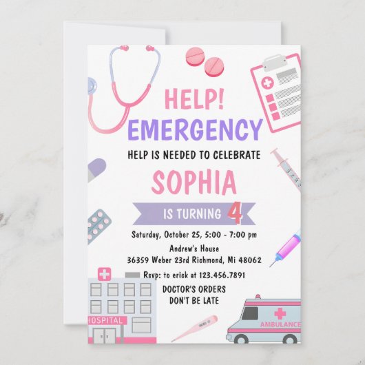 Custom Girl Nurse Doctor Pretend Verjaardag Kaart (Voorkant)