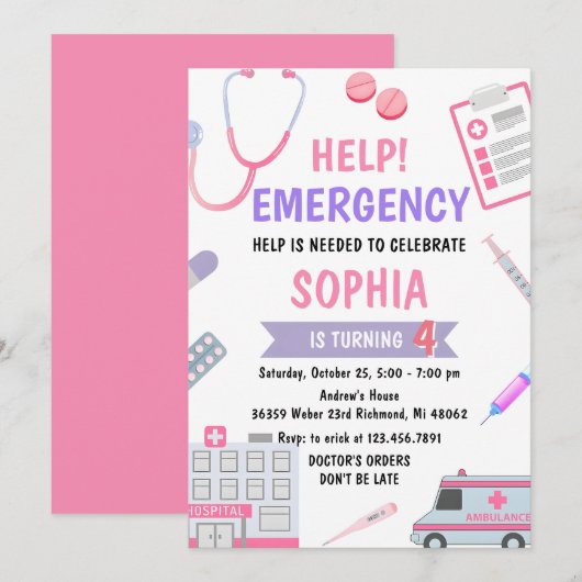 Custom Girl Nurse Doctor Pretend Verjaardag Kaart (Voorkant / Achterkant)