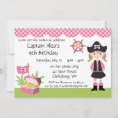 Custom Girl Pirate Birthday Party Kaart (Voorkant)