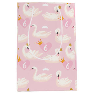 Custom Girl Royal Swan Princess Pink Birthday Medium Cadeauzakje