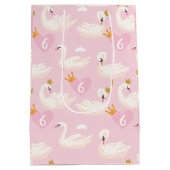 Custom Girl Royal Swan Princess Pink Birthday Medium Cadeauzakje (Achterkant)