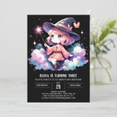 Custom Girl Wizard Verjaardag Kaart (Staand voorkant)