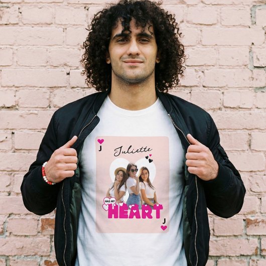 Custom Girlfriend Photos With Name Valentine Heart Tri-Blend Shirt
